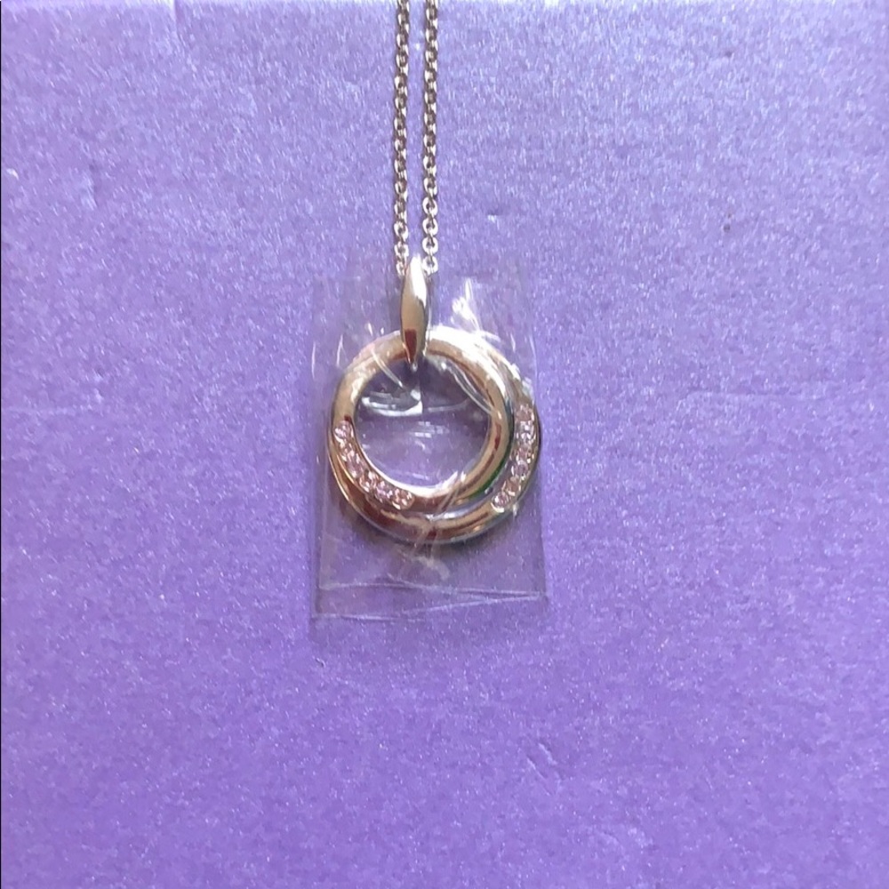 Sterling silver necklace double loop w/crystal